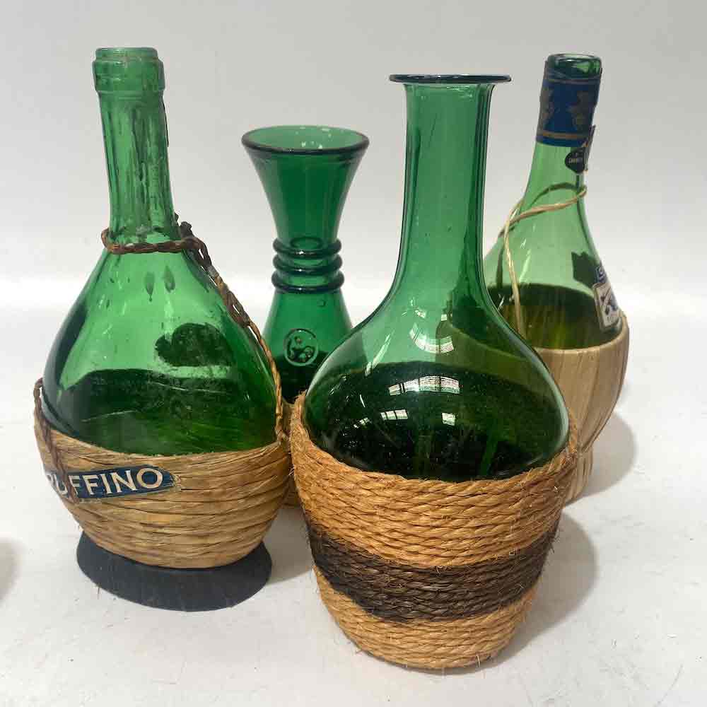 BOTTLE, Chianti Green Glass / BOT0017 - BOTTLE, Carafe Wicker Covered